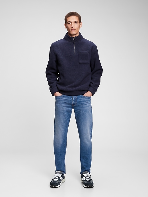 1 of 8 showing, with the color medium wash of product 365Temp Performance Slim Jeans in GapFlex