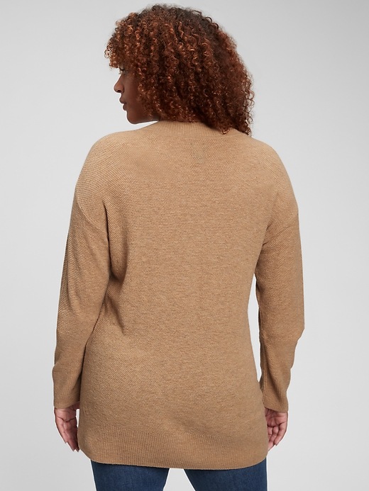 2 of 8 showing, with the color BRANNAN BROWN of product Textured V-Neck Sweater