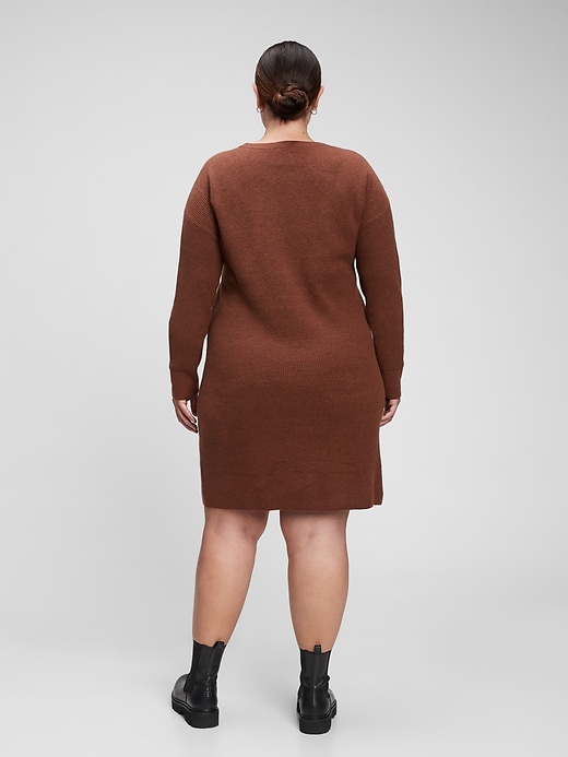 2 of 8 showing, with the color burnt russet brown of product Softest Crewneck Sweater Dress