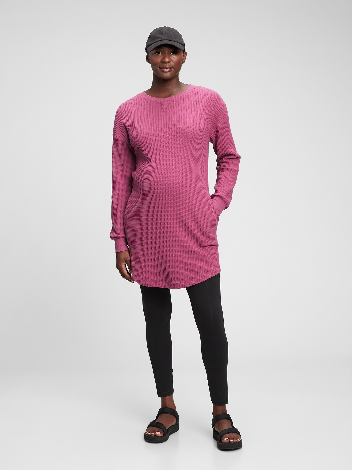 Women's Maternity Waffle-Knit Dress by Gap Damson Purple Size Xs