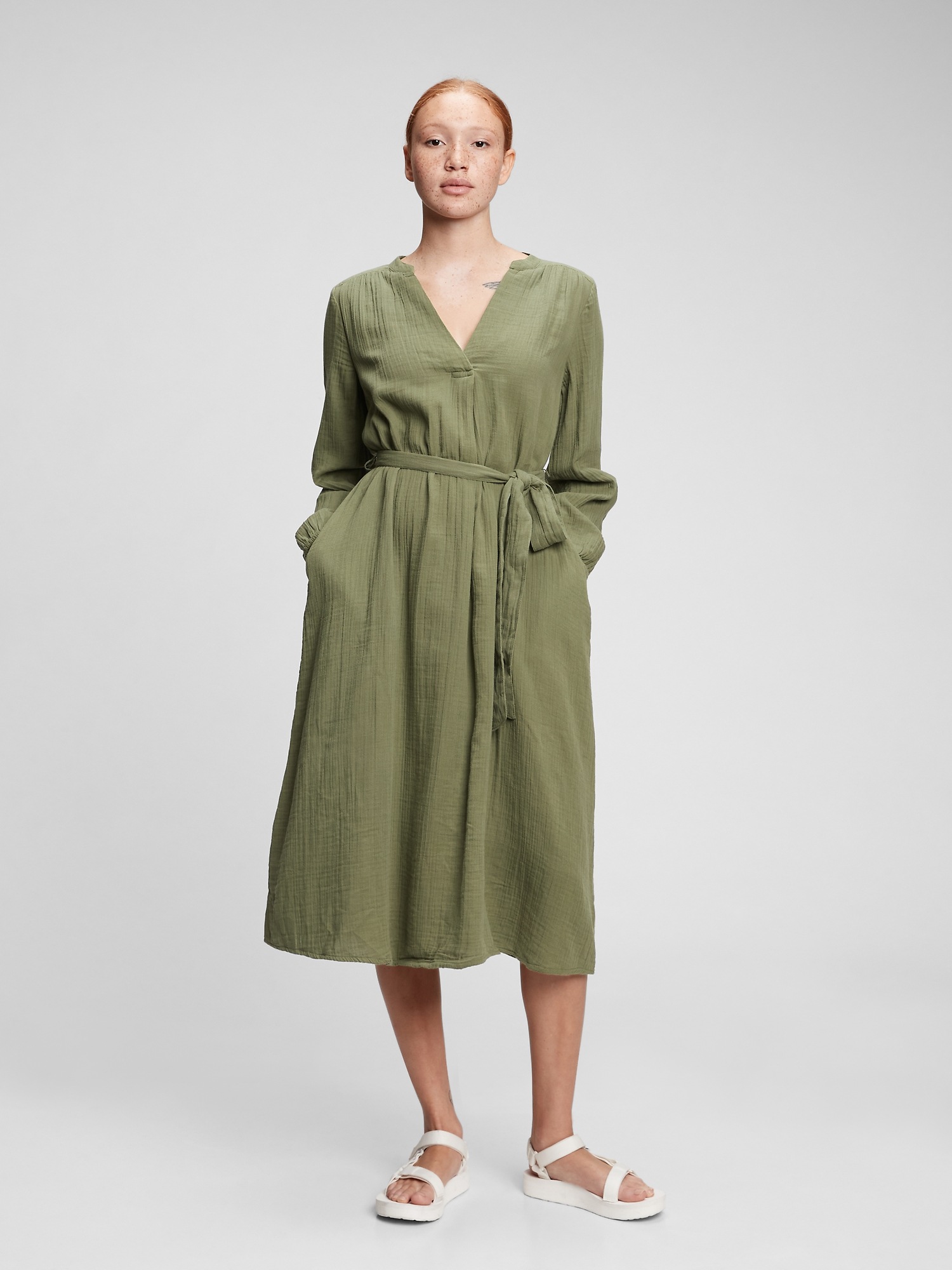 gap wrap midi dress