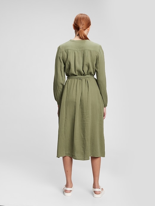 Crinkle Gauze Tie-Waist Midi Dress | Gap
