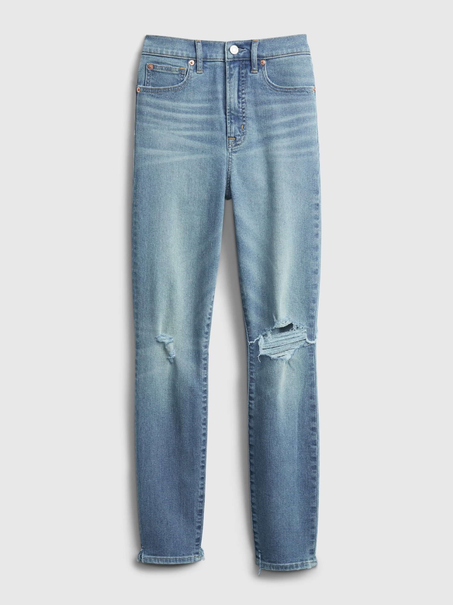 Gap Women's Sky High Rise True Skinny Jeans with Washwell (Medium Destructed)