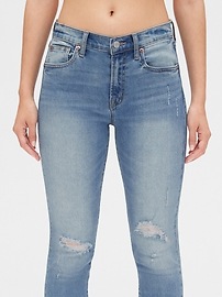 Mid Rise Distressed True Skinny Ankle Jeans With Washwell&#153