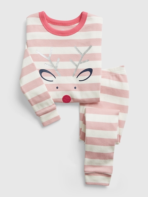 Image number 1 showing, babyGap 100% Organic Cotton Reindeer Graphic Stripe PJ Set