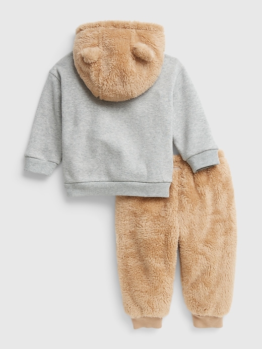2 of 8 showing, with the color brannan brown of product Baby Sherpa Hoodie 2-Piece Outfit Set