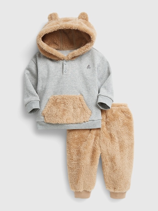 Image number 1 showing, Baby Sherpa Hoodie 2-Piece Outfit Set