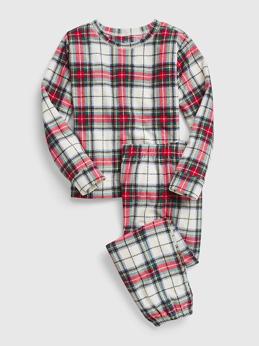 1 of 8 showing, with the color family matching white red plaid of product Kids Plaid PJ Set