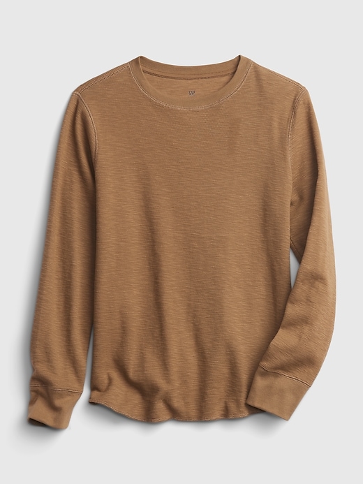 1 of 8 showing, with the color maple sugar of product Kids Textured Long Sleeve T-Shirt