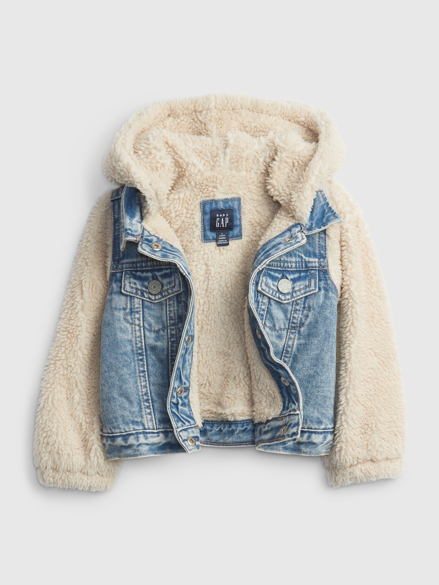 Toddler Denim Sherpa Hoodie Jacket