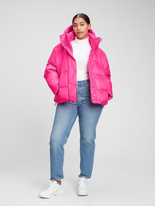 100% Recycled Polyester Relaxed Heavyweight Cropped Puffer Jacket