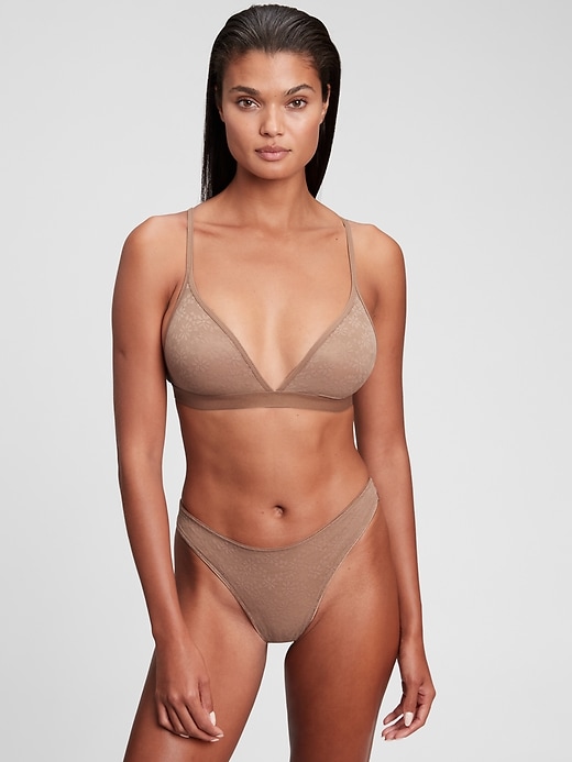 1 of 8 showing, with the color clay brown of product Bare Natural Recycled Lace Bralette