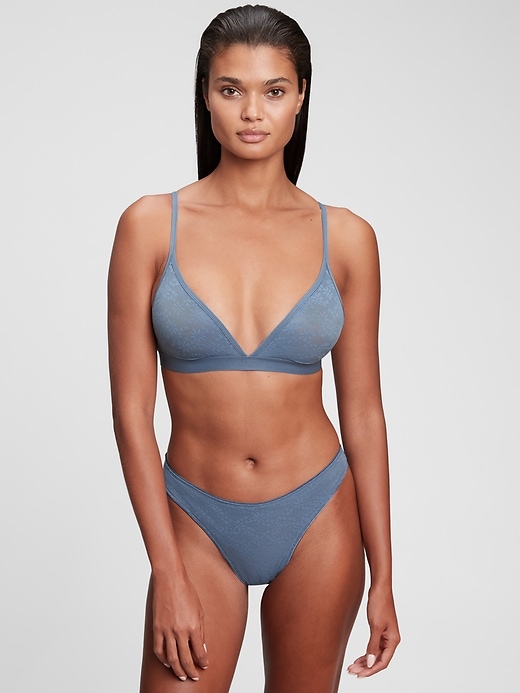 1 of 8 showing, with the color bainbridge blue of product Bare Natural Recycled Lace Bralette