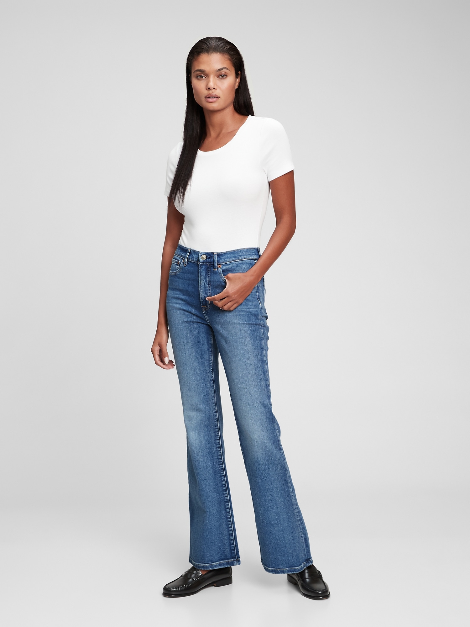 Gap High Rise Flare Jeans with Washwell
