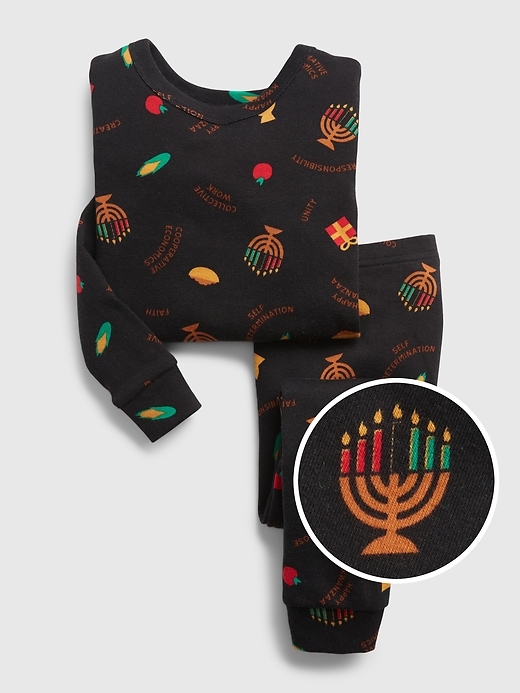 1 of 8 showing, with the color family matching Kwanzaa print of product Baby & Toddle Organic Cotton Kwanzaa Print PJ Set