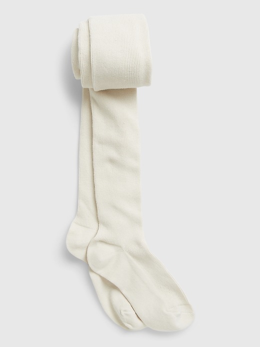 1 of 8 showing, with the color cream beige of product Ribbed Tights