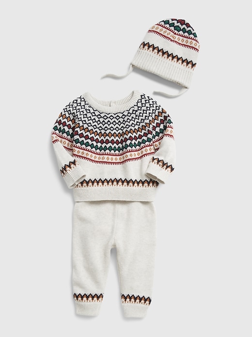 Image number 3 showing, Baby Fair Isle Sweater 3-Piece Outfit Set