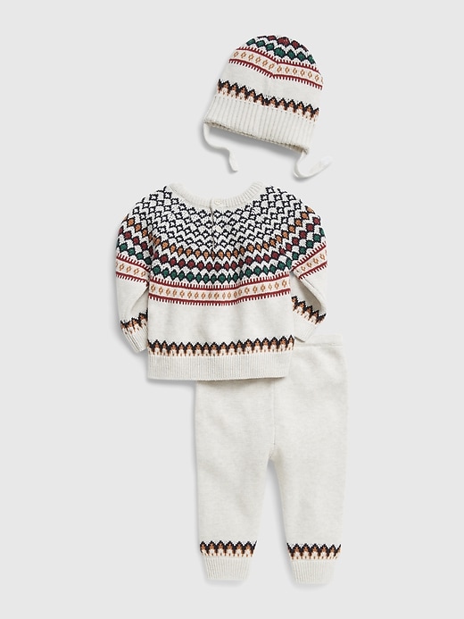 Image number 2 showing, Baby Fair Isle Sweater 3-Piece Outfit Set