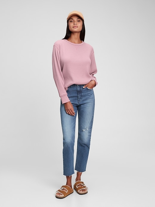 1 of 8 showing, with the color elderberry purple of product Slouchy Waffle-Knit T-Shirt