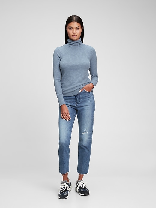 1 of 8 showing, with the color BLUE MIRAGE of product Ribbed Turtleneck T-Shirt