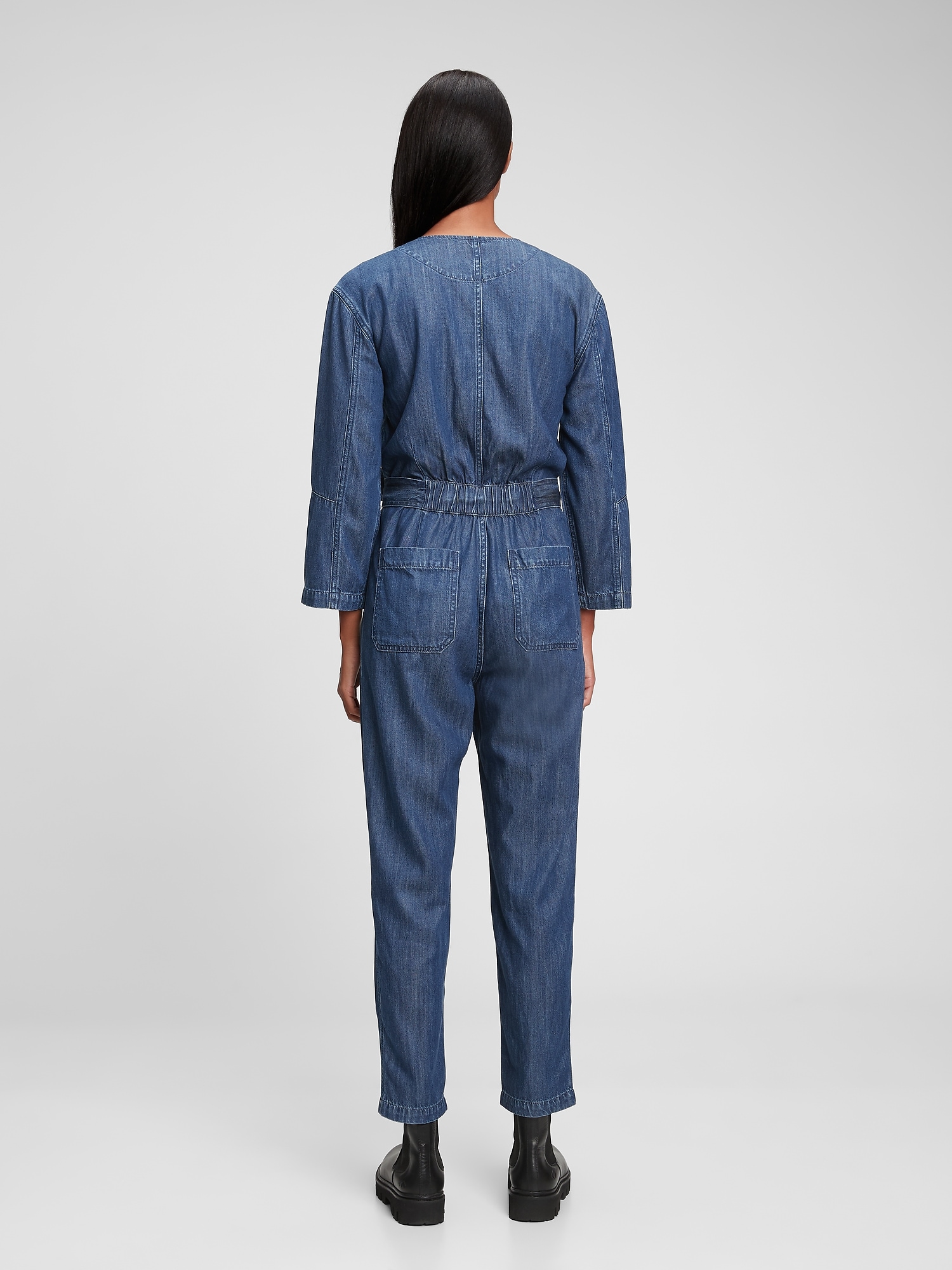 Tencel Modal Denim VNeck Jumpsuit Gap