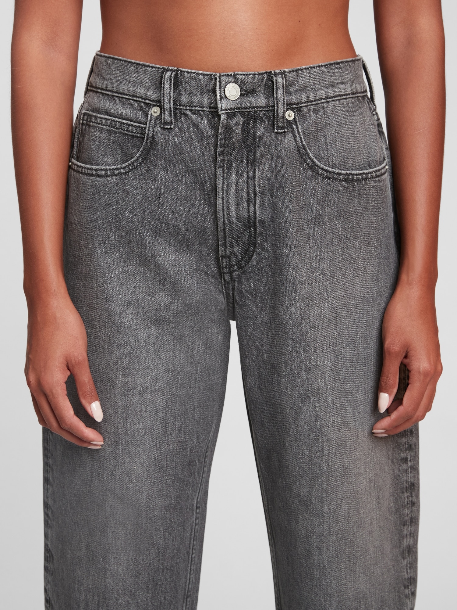 High Rise Barrel Jeans with Washwell