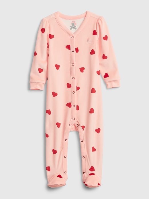 Baby Velour Print Footed One-Piece