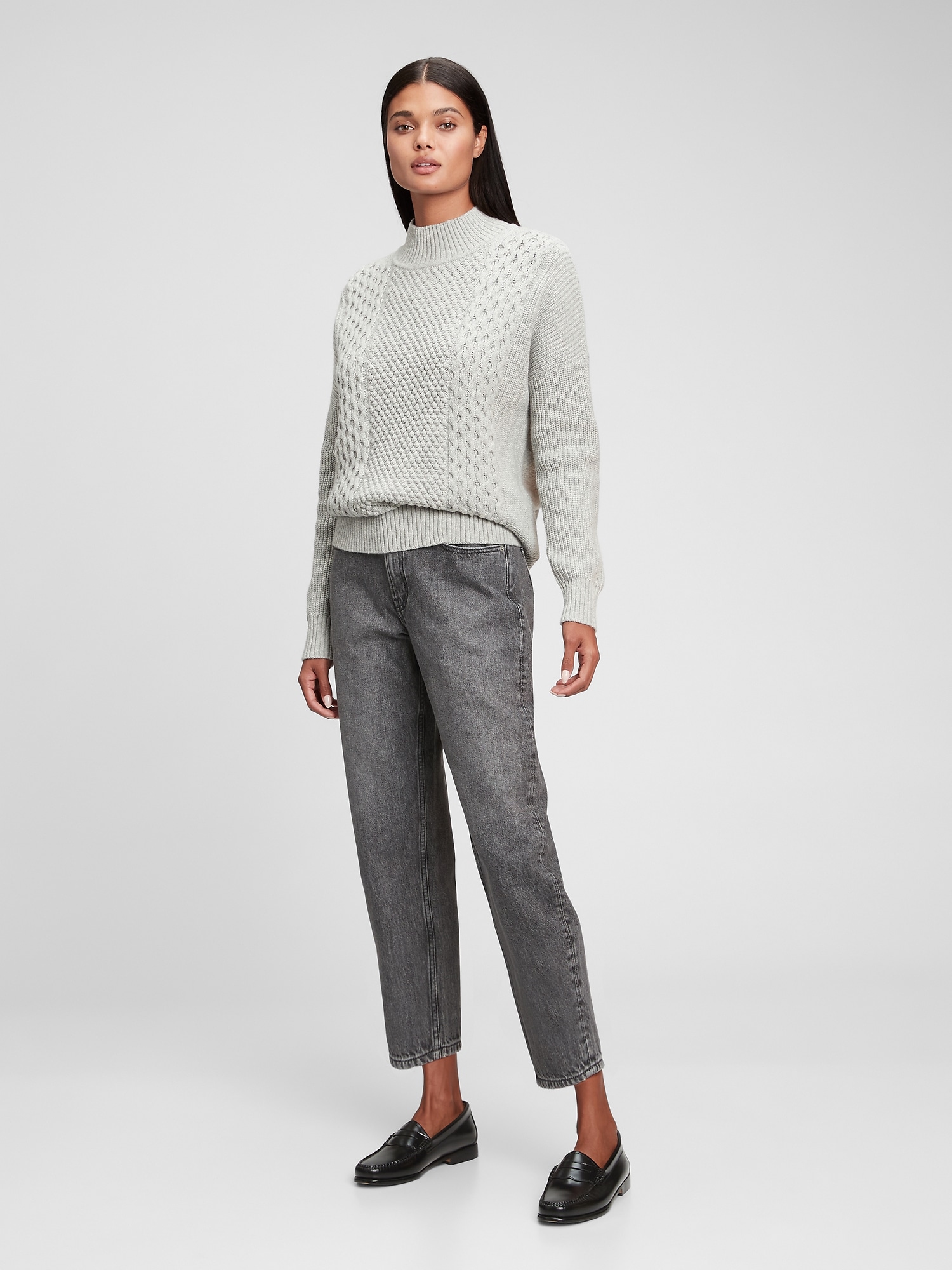 Women's Canberra Turtleneck Sweater in Pure Virgin Wool gray