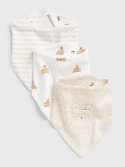 1 of 8 showing, with the color oatmeal heather of product Baby 100% Organic Cotton First Favorite Bib (3-Pack)