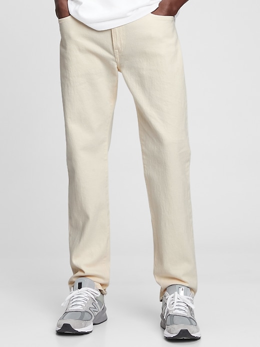 1 of 8 showing, with the color natural denim of product Straight Jeans in GapFlex with Washwell