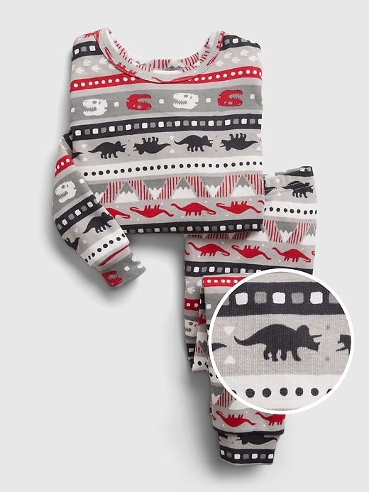 1 of 8 showing, with the color silver gray of product babyGap 100% Organic Cotton Holiday Print PJ Set