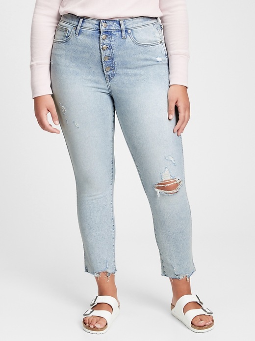 Gap High Rise Distressed Vintage Slim Jeans with Washwell
