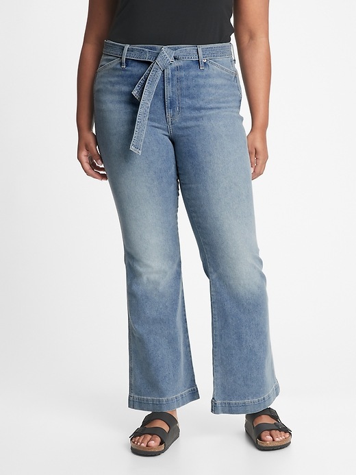 Gap High Rise Tie-Belt Flare Jeans with Washwell
