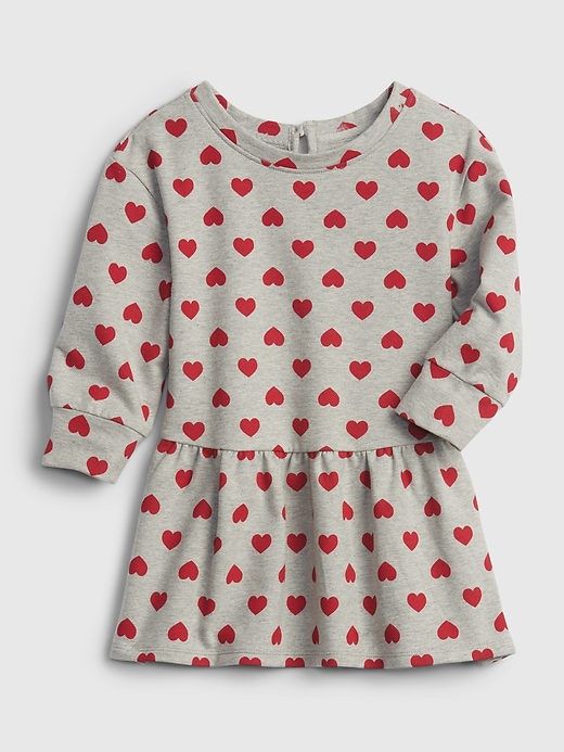 1 of 8 showing, with the color GREY HEARTS of product Toddler Long Sleeve Print Dress