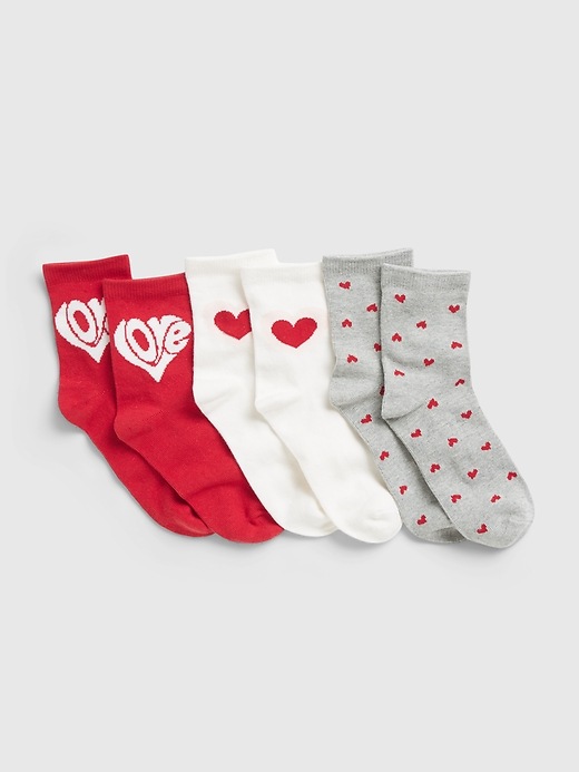 View large product image 1 of 1. Kids Heart Print Socks (3-Pack)