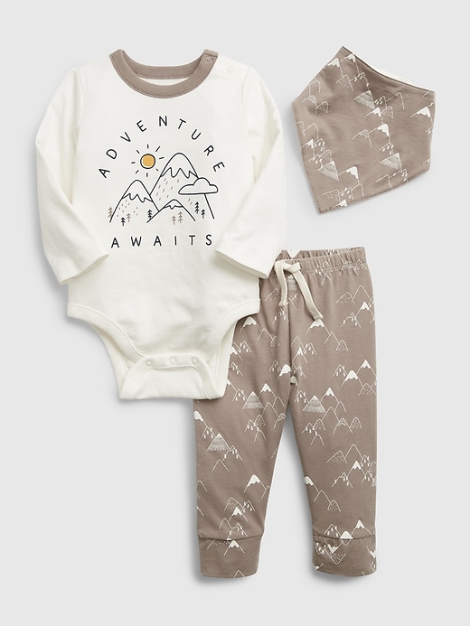 View large product image 1 of 1. Baby 100% Organic Cotton Mix and Match Print 3-Piece Outfit Set
