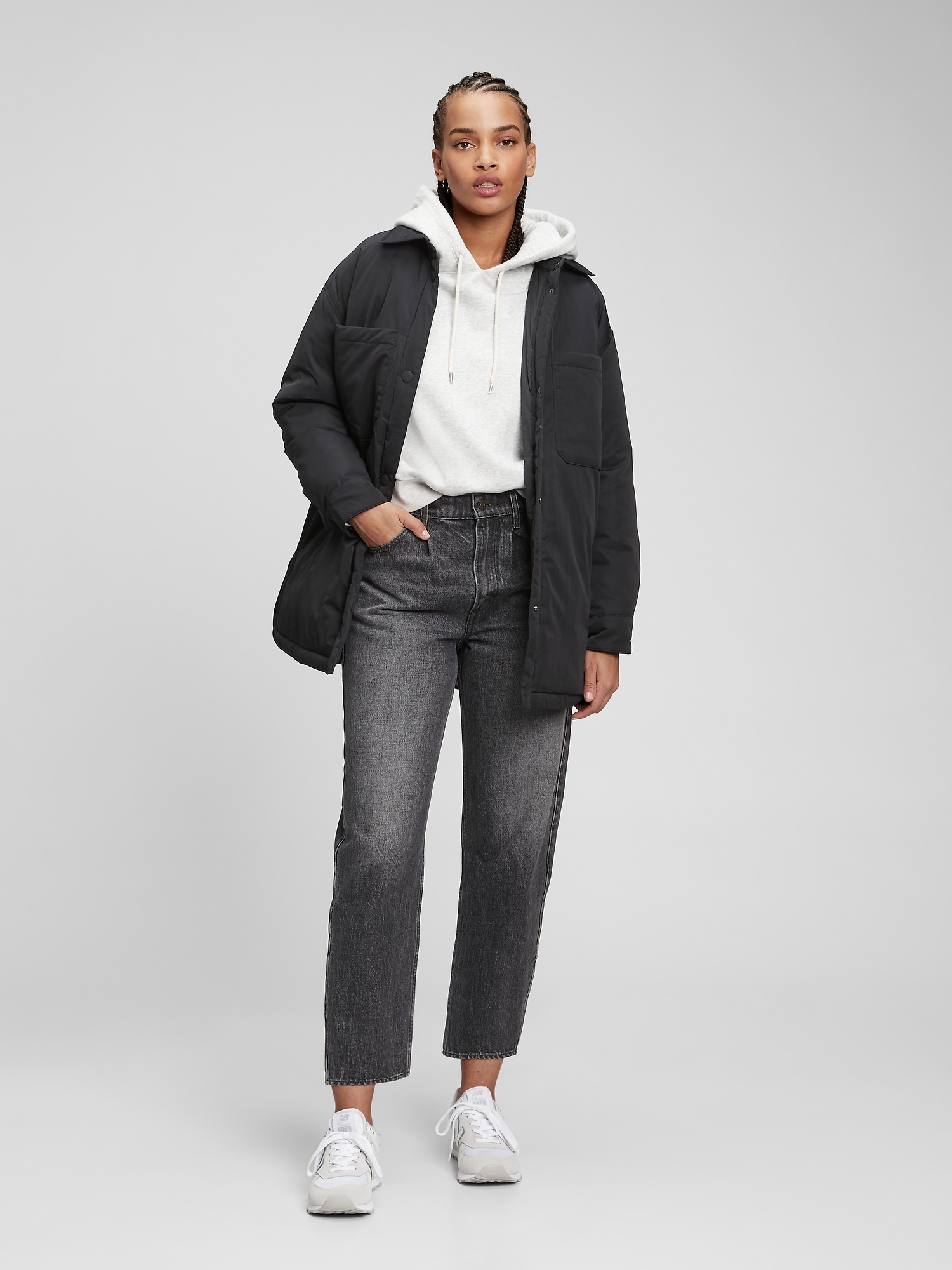 Oversized Recycled Puffer Shirt Jacket | Gap