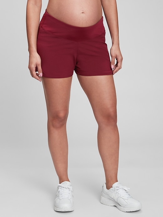 1 of 8 showing, with the color red delicious of product Maternity GapFit Wide Waistband 3.5" Running Shorts