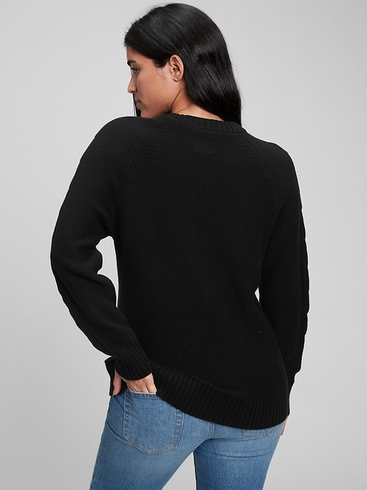 2 of 8 showing, with the color true black of product Maternity Cable Knit Sweater