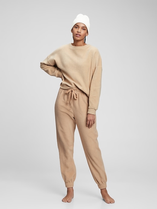 1 of 8 showing, with the color deerfield brown of product Reverse Cozy Fleece Joggers