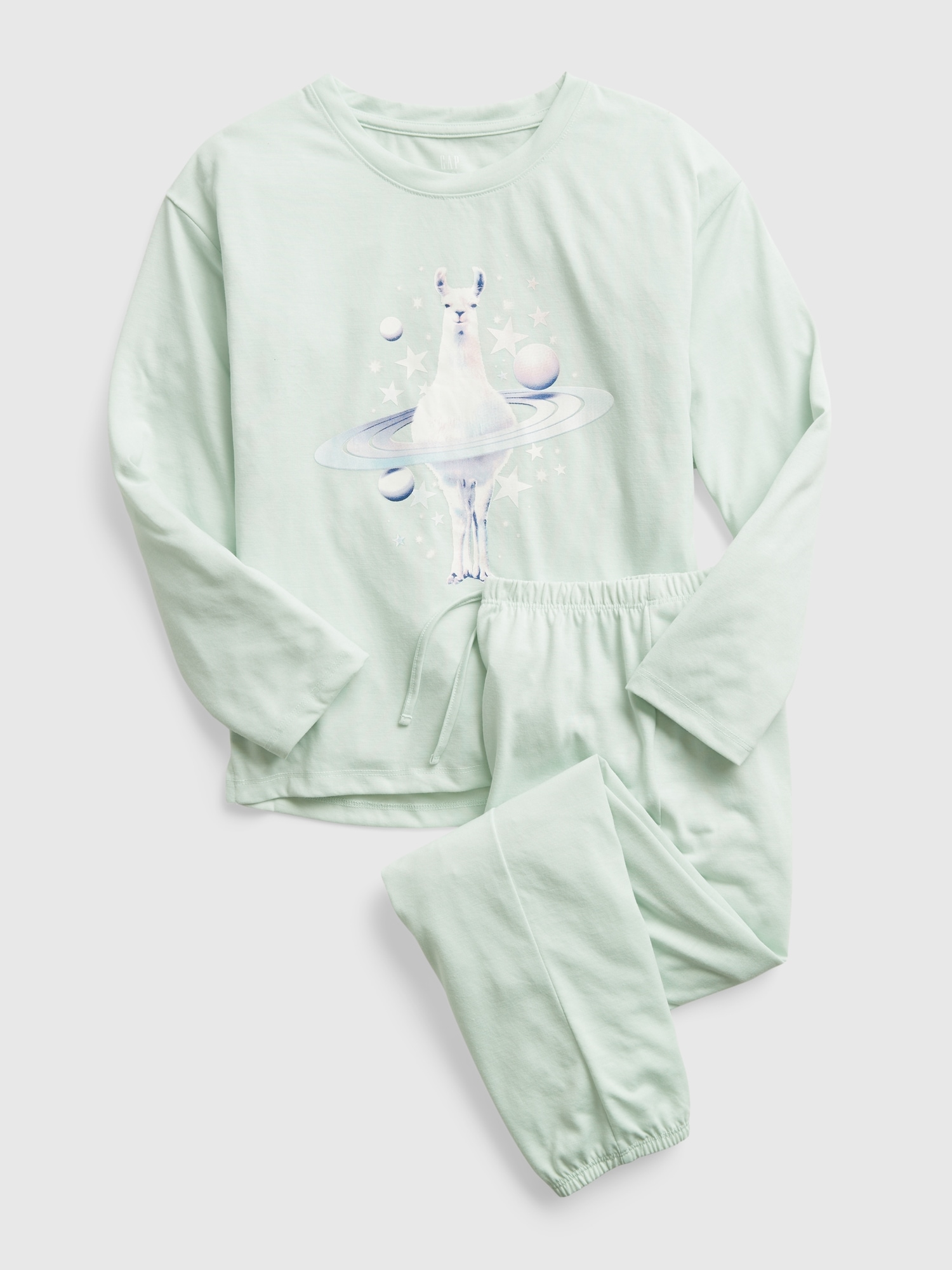 Kids 100 Recycled Llama Graphic PJ Set