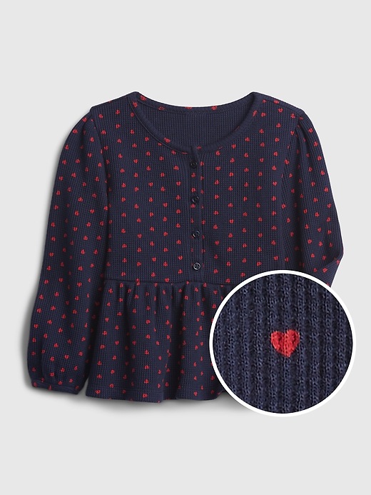 1 of 8 showing, with the color dark night blue of product Toddler Waffle-Knit Top