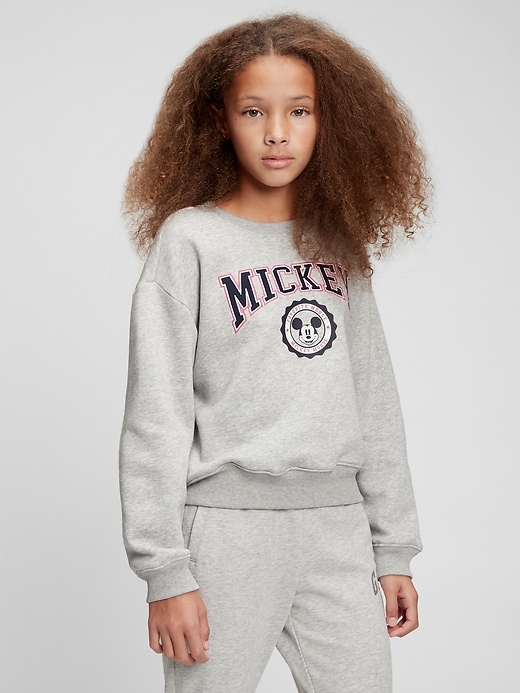 2 of 8 showing, with the color light heather gray of product GapKids &#124 Disney Mickey Mouse Crewneck Sweatshirt