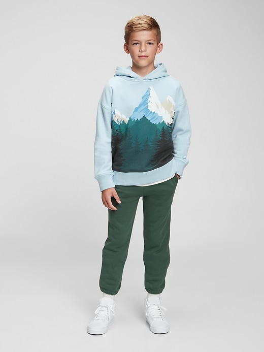 2 of 8 showing, with the color mountain sky of product Kids Mountain Graphic Hoodie