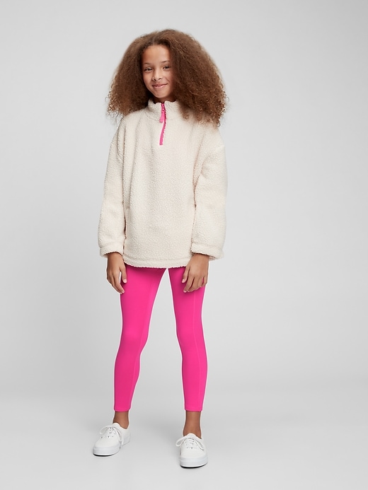 2 of 8 showing, with the color sizzling fuchsia of product GapFit Kids Cozy Lined Leggings