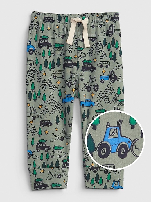 1 of 8 showing, with the color gasoline green of product Baby 100% Organic Cotton Mix and Match Print Pull-On Pants