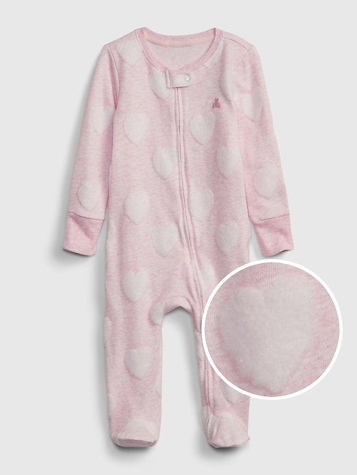1 of 8 showing, with the color PINK HEART of product Baby First Favorites Footed One-Piece