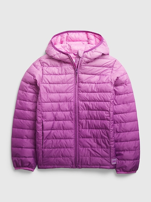 1 of 8 showing, with the color PURPLE OMBRE of product Kids 100% Recycled Polyester ColdControl Puffer Jacket