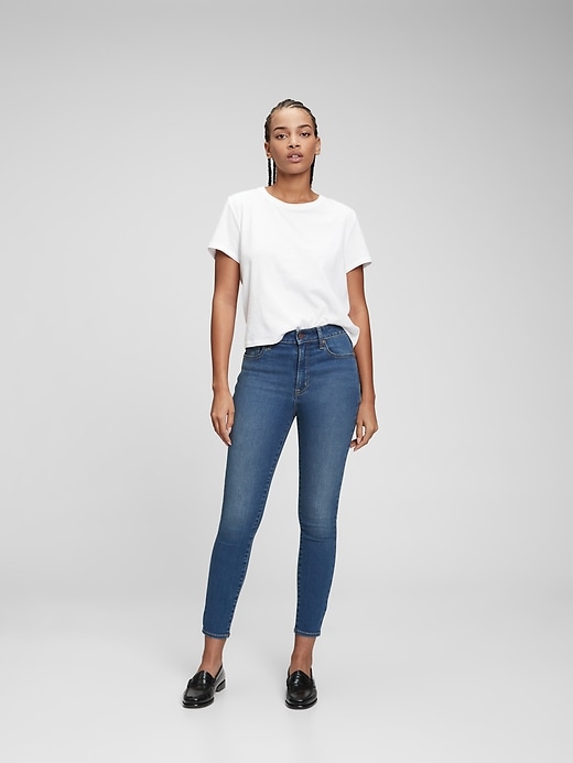 1 of 8 showing, with the color medium indigo of product High Rise Ace Jeans