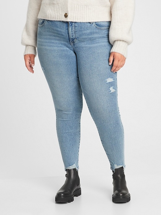 Gap Mid Rise Distressed Jeggings with Washwell